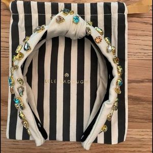 Lele Sadoughi Ivory Woven Headband w/ Candy Jewels